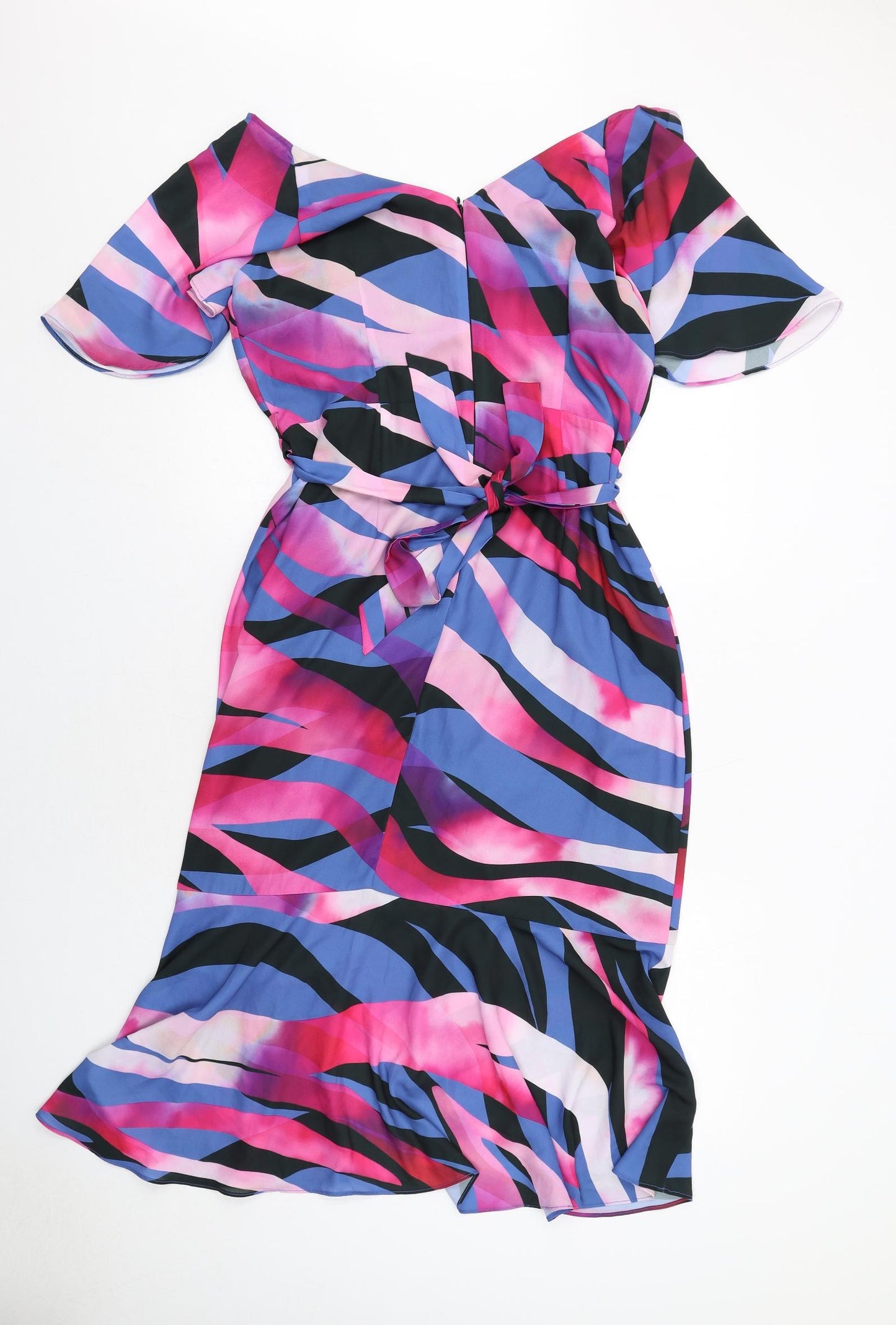 Glamour Womens Multicoloured Geometric Polyester Trapeze & Swing Size 16 V-Neck Zip
