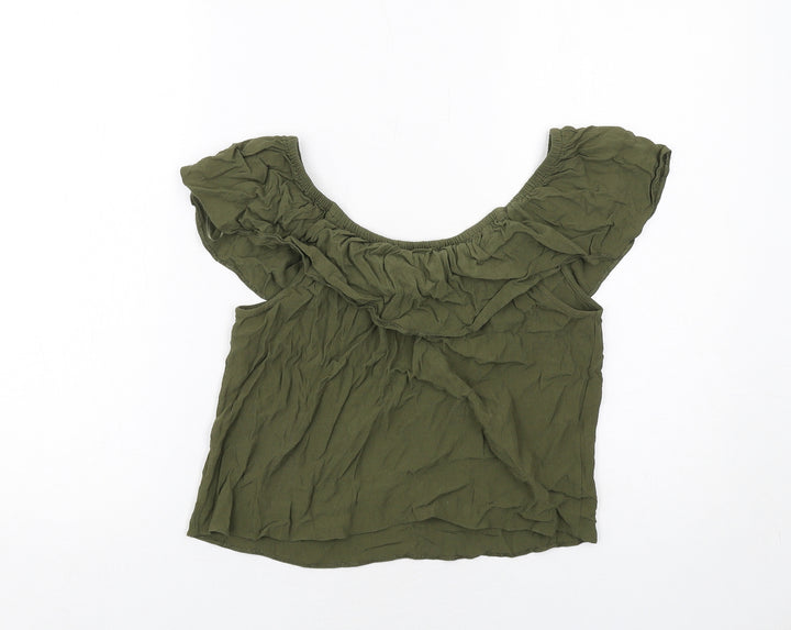 Miss Selfridge Womens Green Viscose Basic Blouse Size 10 Boat Neck
