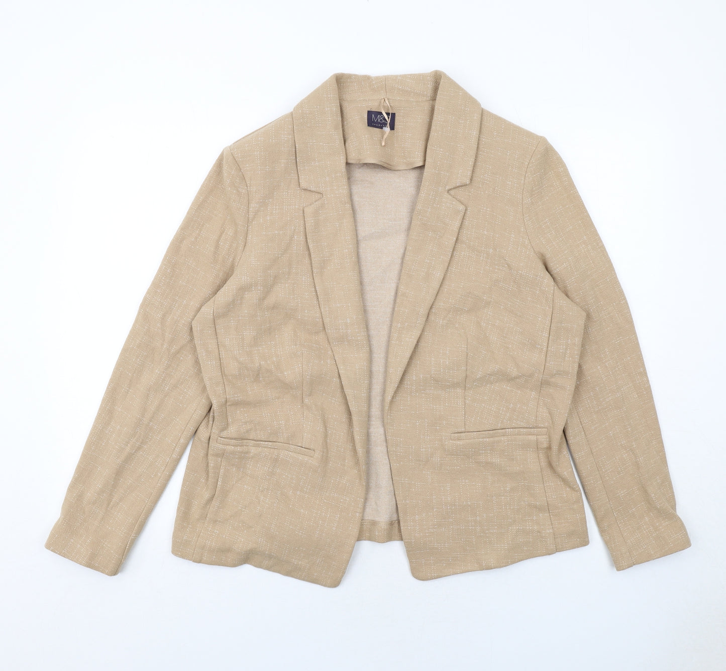 Marks and Spencer Womens Beige Geometric Jacket Blazer Size 18