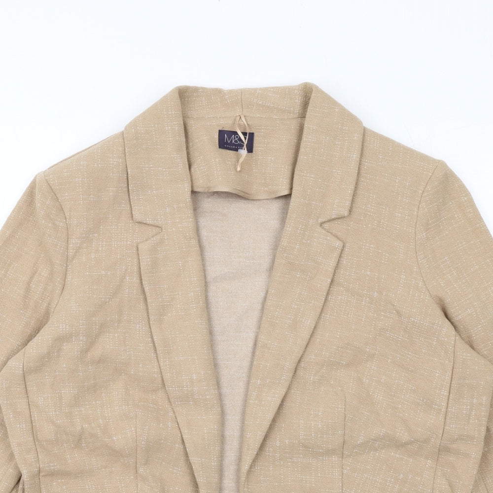 Marks and Spencer Womens Beige Geometric Jacket Blazer Size 18
