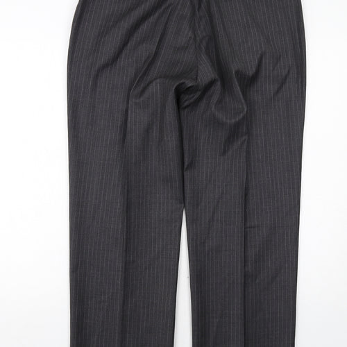 Butler and Webb Mens Grey Striped Wool Dress Pants Trousers Size 34 in Regular Zip
