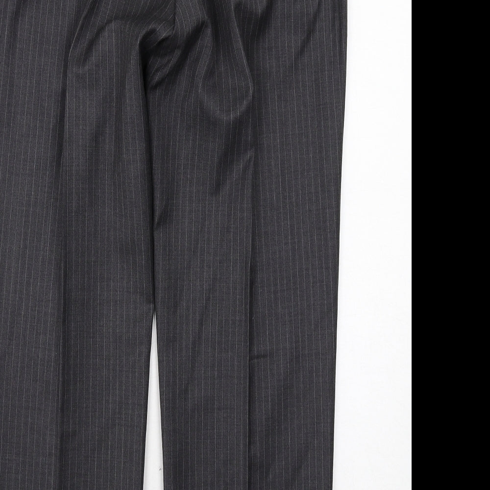 Butler and Webb Mens Grey Striped Wool Dress Pants Trousers Size 34 in Regular Zip