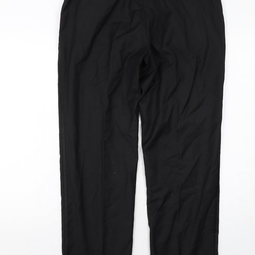 Marks and Spencer Mens Black Polyester Dress Pants Trousers Size 34 in L31 in Regular Zip