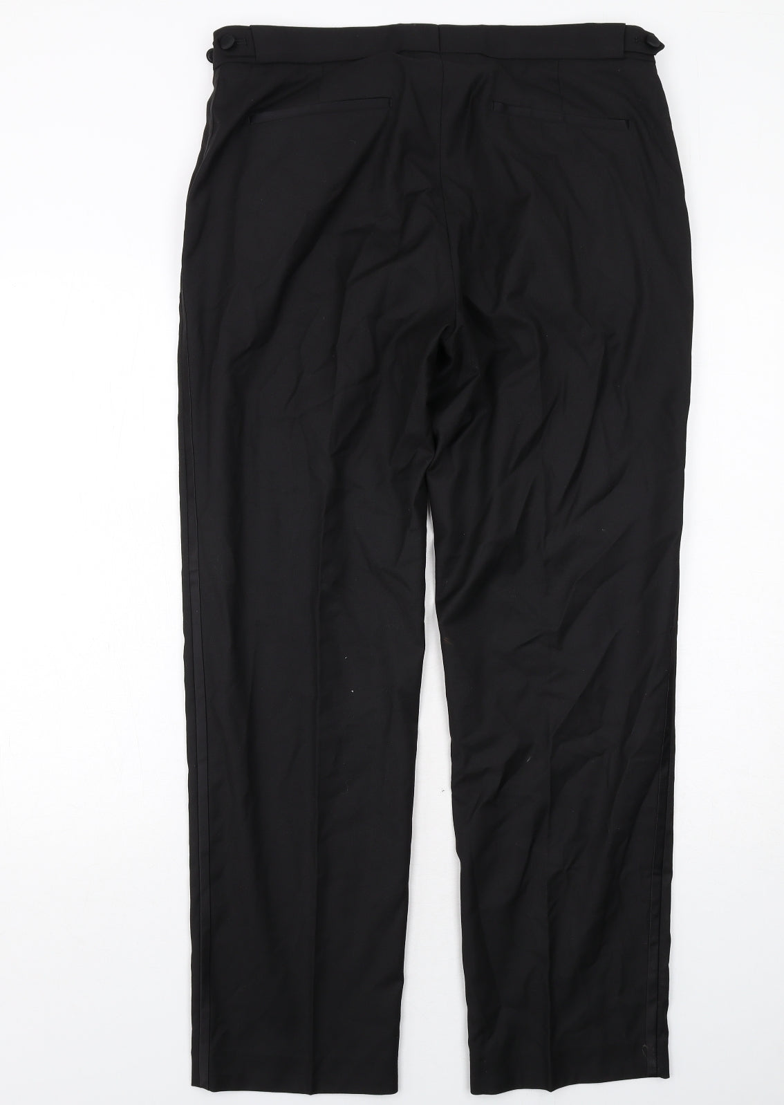 Marks and Spencer Mens Black Polyester Dress Pants Trousers Size 34 in L31 in Regular Zip