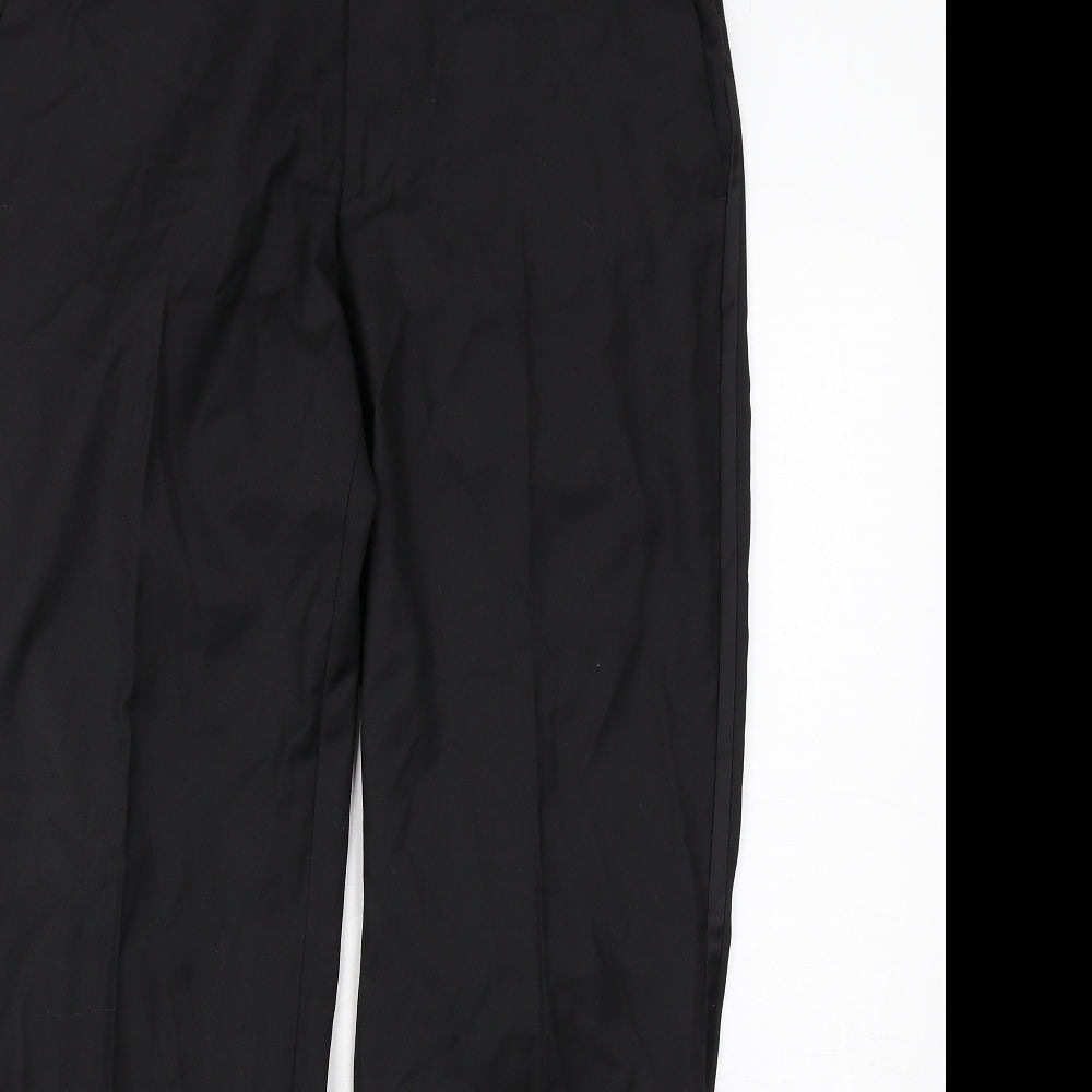 Marks and Spencer Mens Black Polyester Dress Pants Trousers Size 34 in L31 in Regular Zip