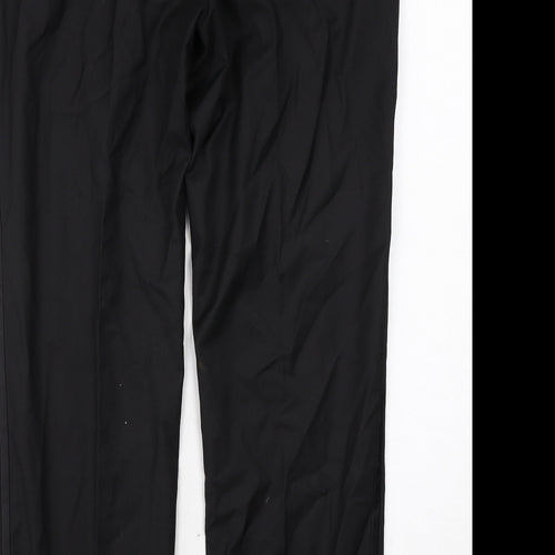 Marks and Spencer Mens Black Polyester Dress Pants Trousers Size 34 in L31 in Regular Zip
