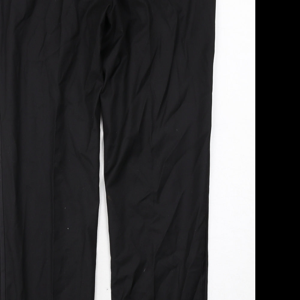 Marks and Spencer Mens Black Polyester Dress Pants Trousers Size 34 in L31 in Regular Zip