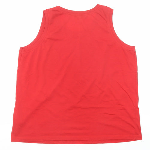 essence Womens Red Polyester Basic Tank Size 22 Round Neck