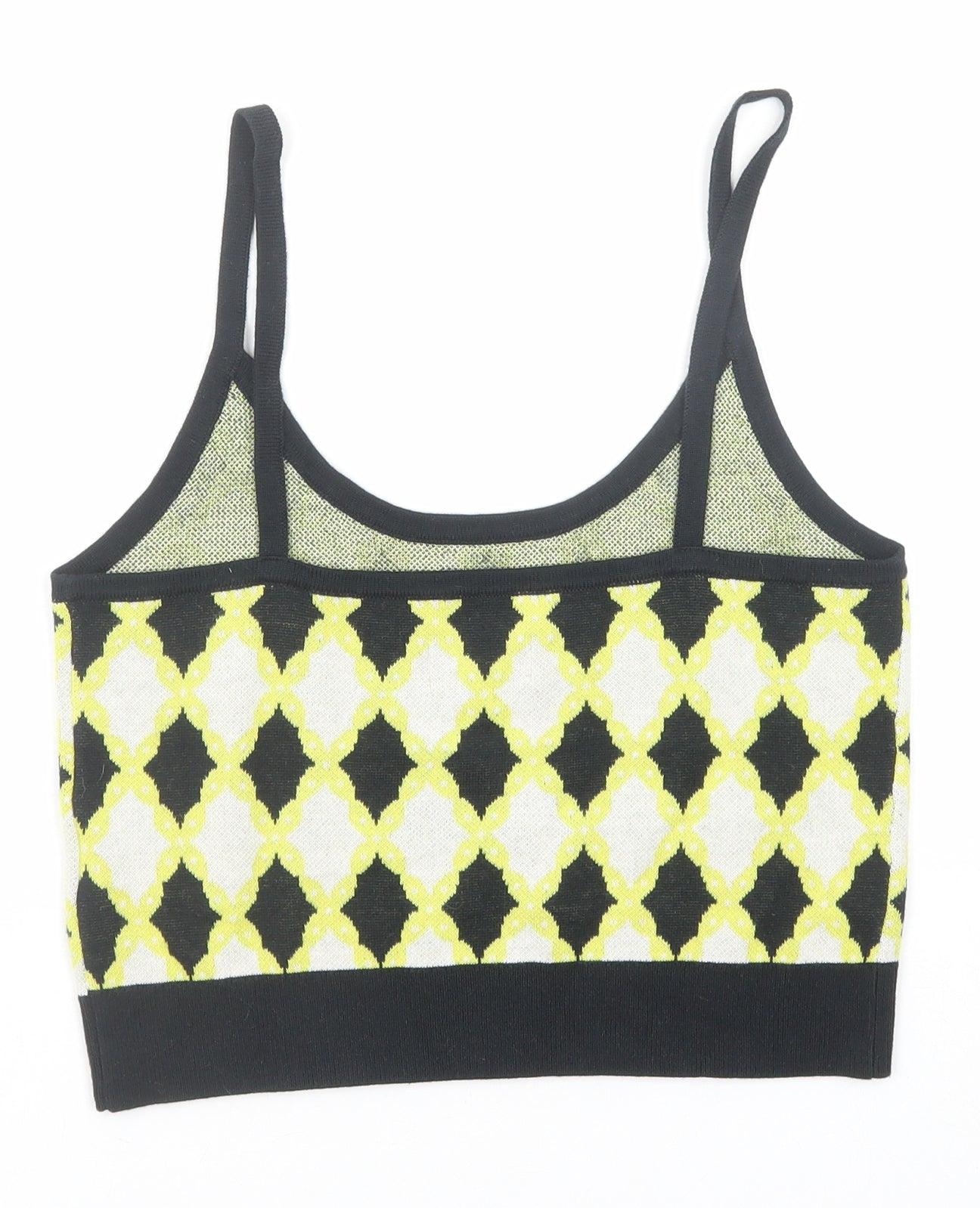 Anthropologie Womens Yellow Geometric Cotton Cropped Tank Size XS Scoop Neck