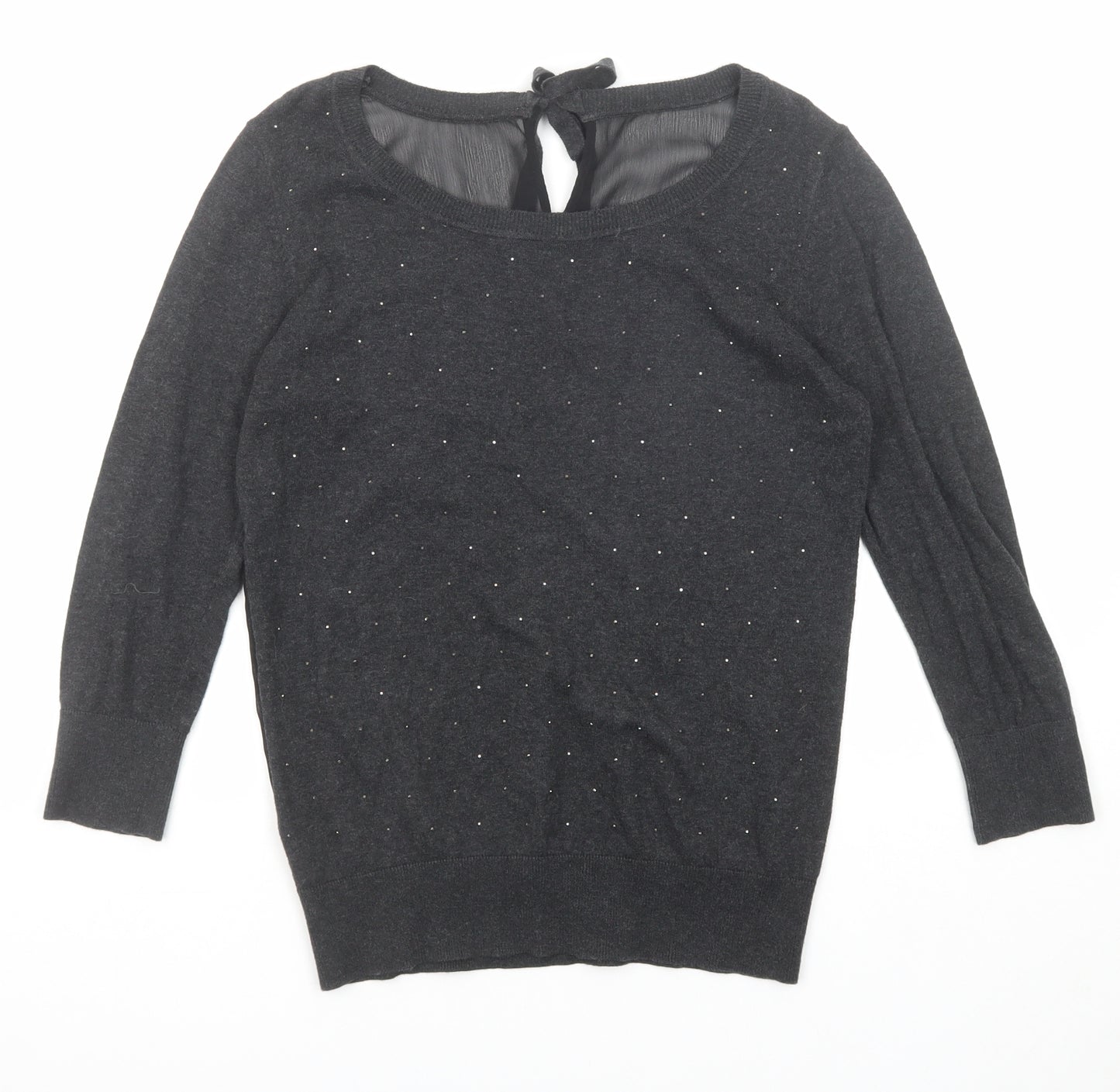 NEXT Womens Grey Boat Neck Cotton Pullover Jumper Size 12