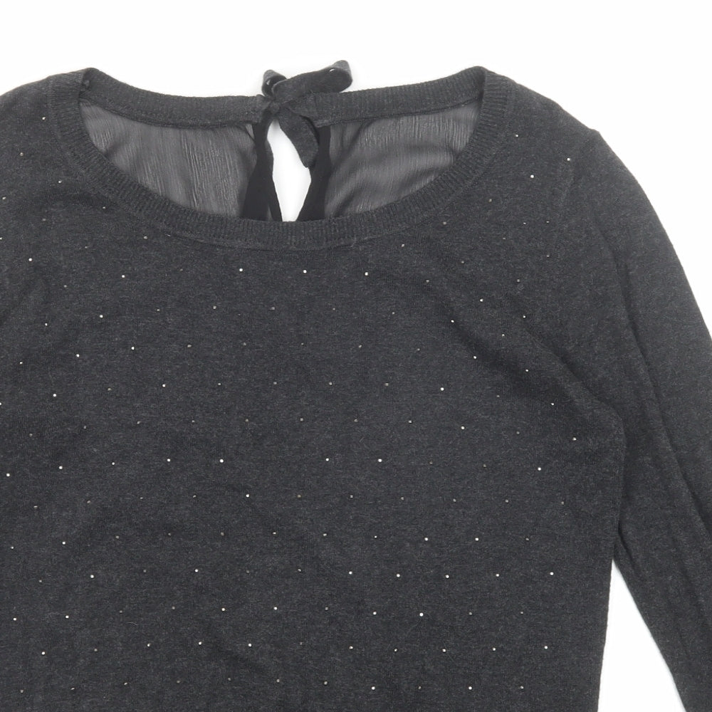 NEXT Womens Grey Boat Neck Cotton Pullover Jumper Size 12