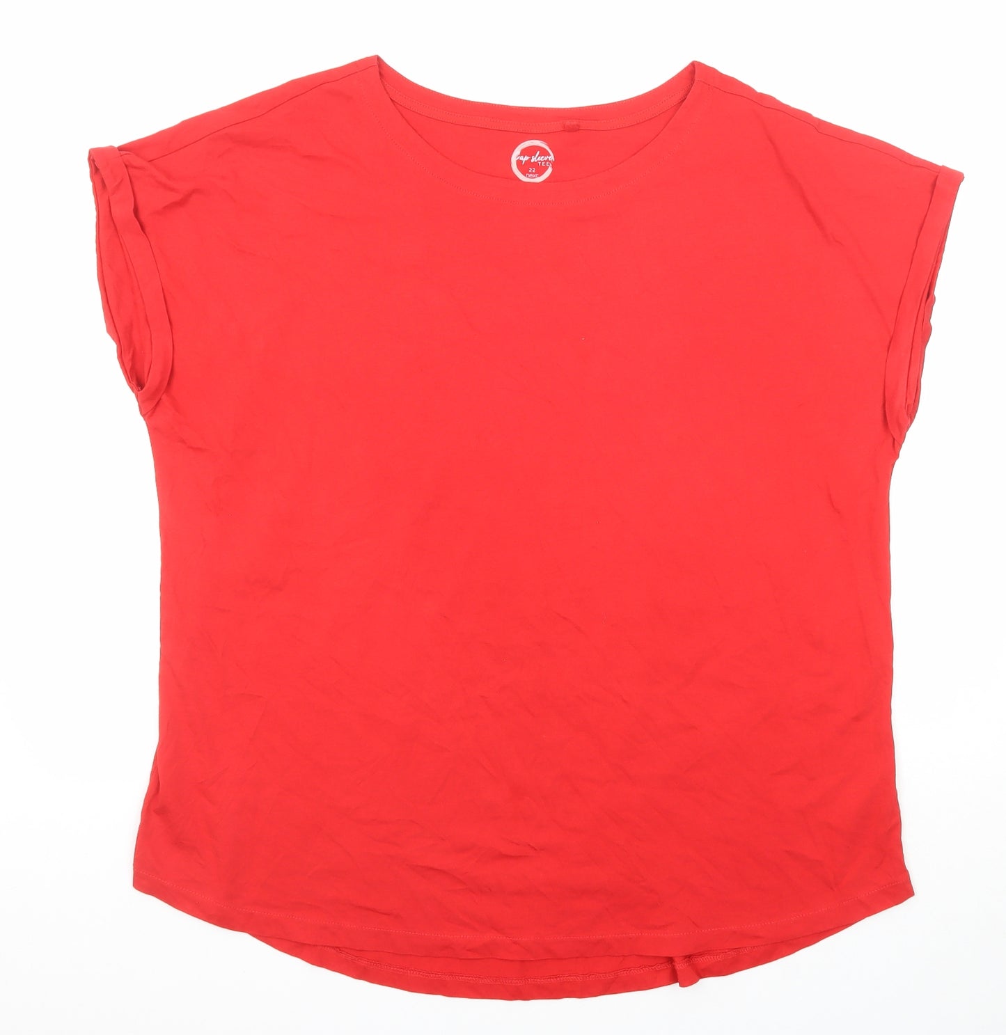 NEXT Womens Red Cotton Basic T-Shirt Size 22 Boat Neck