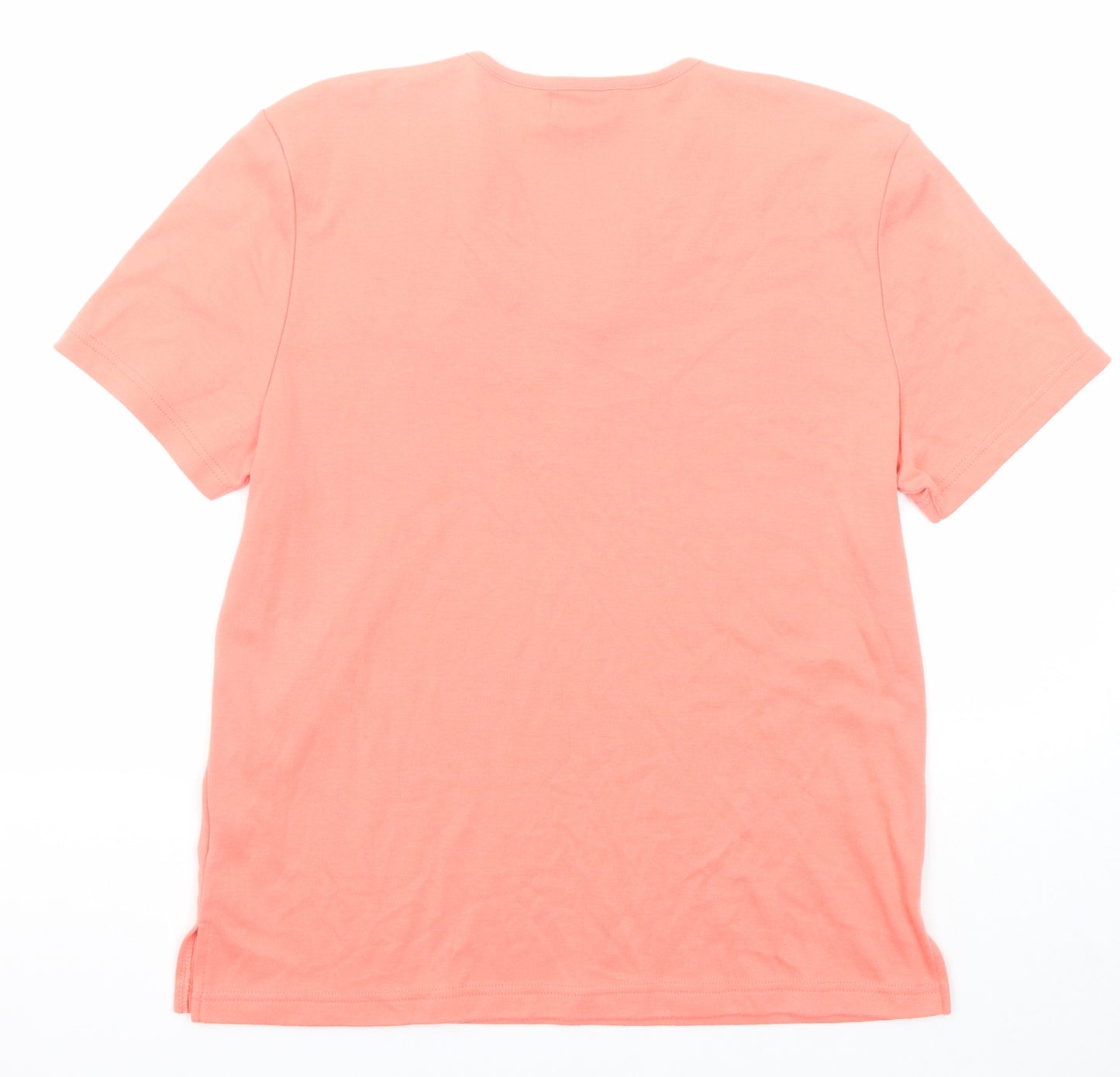 Reflect Collections Womens Pink Polyester Basic T-Shirt Size L V-Neck - Size L/XL