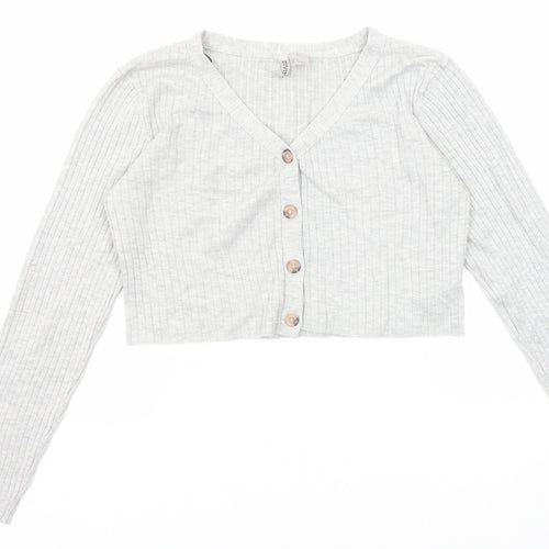 Divided by H&M Womens Grey V-Neck Viscose Cardigan Jumper Size M