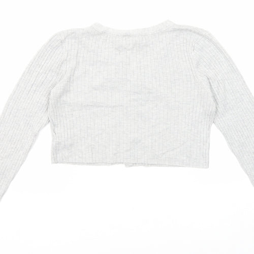 Divided by H&M Womens Grey V-Neck Viscose Cardigan Jumper Size M
