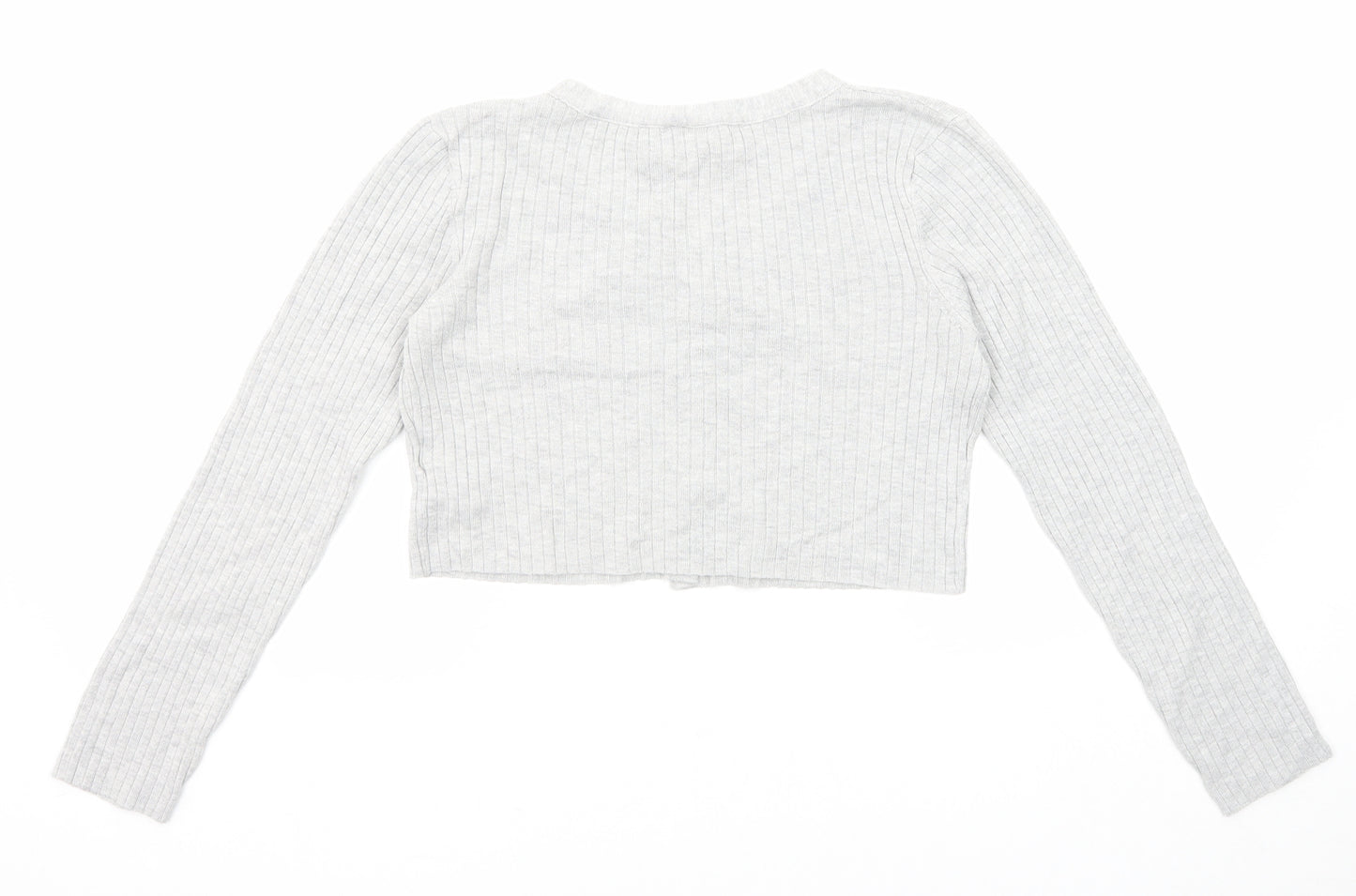 Divided by H&M Womens Grey V-Neck Viscose Cardigan Jumper Size M