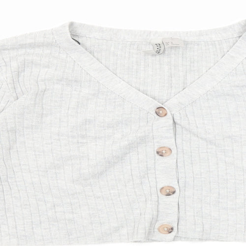 Divided by H&M Womens Grey V-Neck Viscose Cardigan Jumper Size M