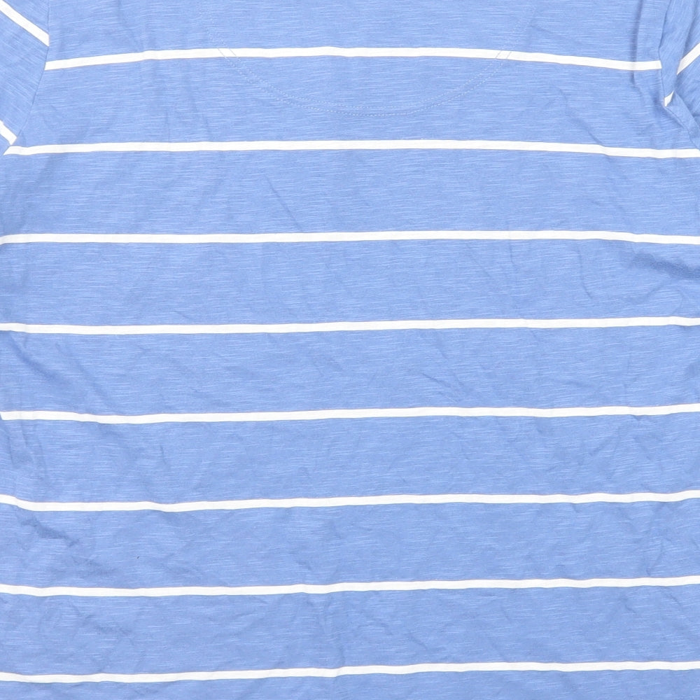 Fat Face Womens Blue Striped Cotton Basic T-Shirt Size 18 Scoop Neck