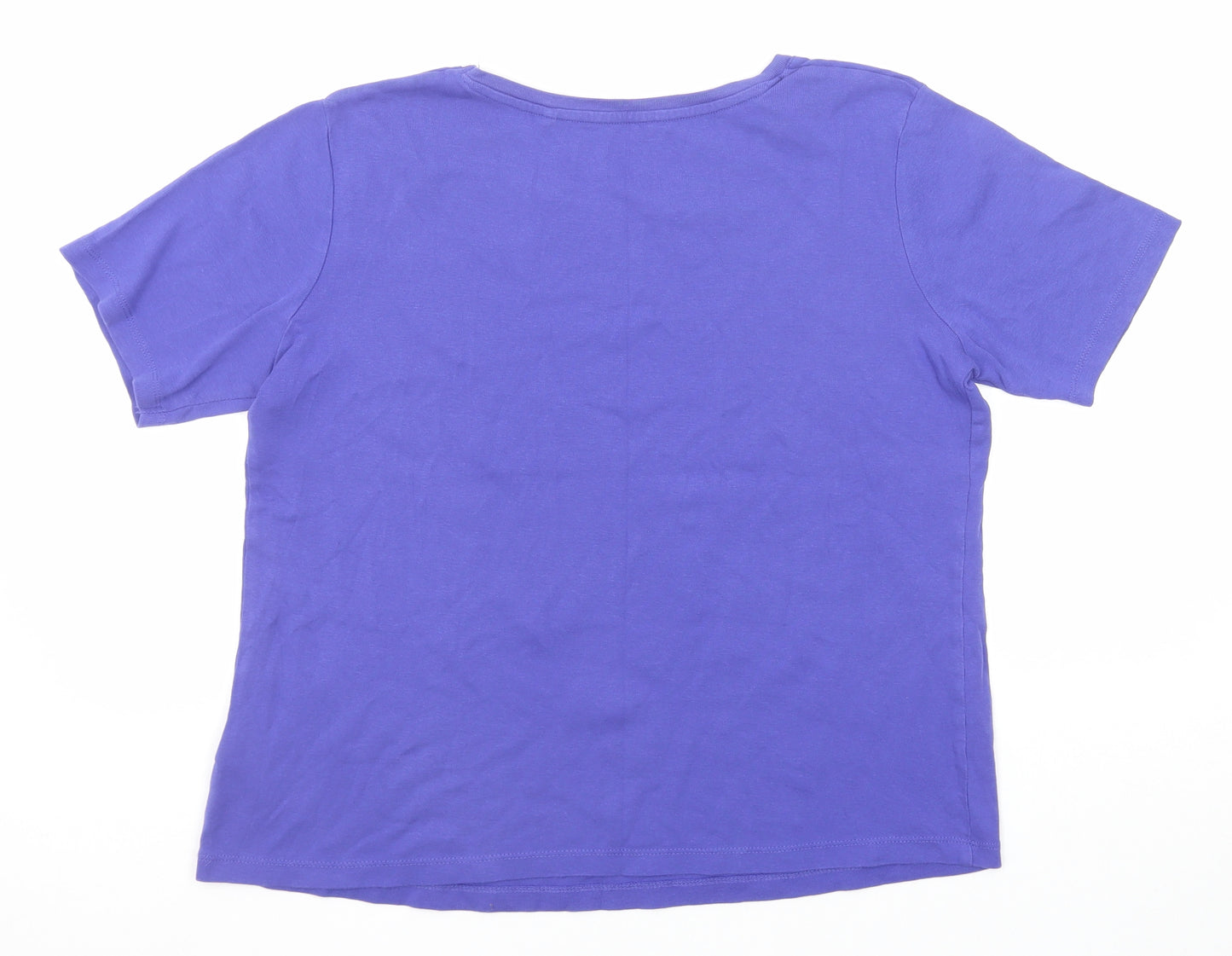 Capsule Womens Purple Cotton Basic T-Shirt Size 16 Round Neck