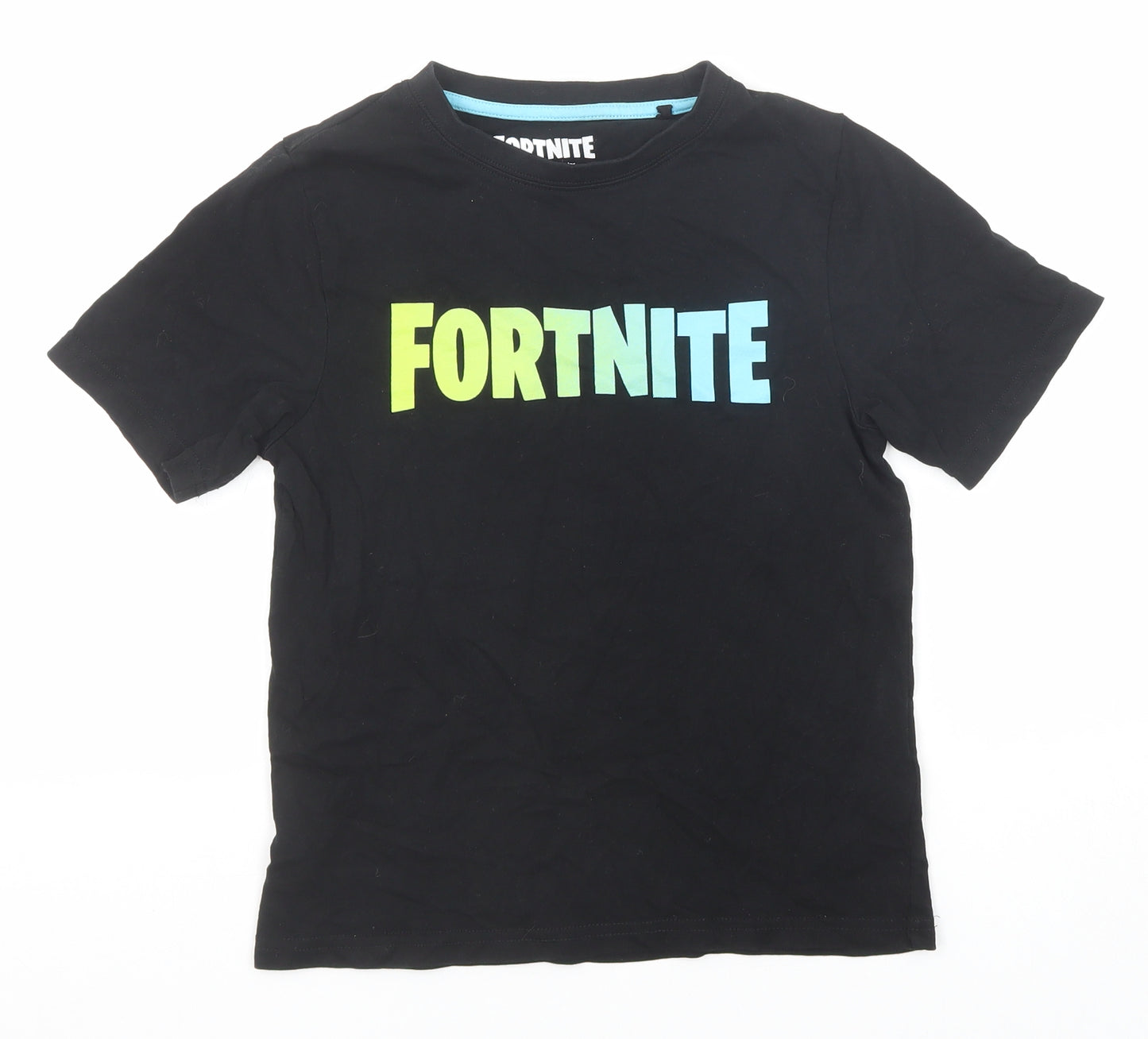 Fortnite Boys Black Cotton Basic T-Shirt Size 10-11 Years Crew Neck Pullover