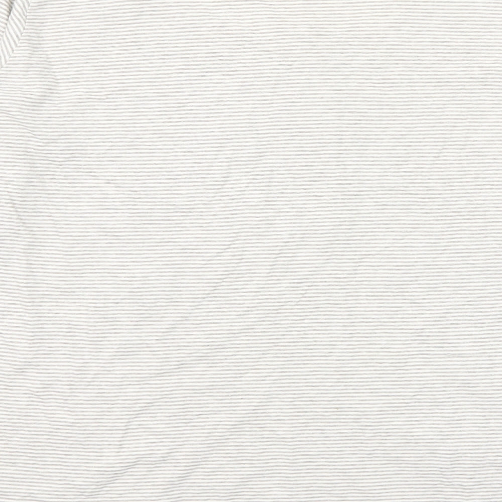 People Tree Womens Beige Striped Cotton Basic T-Shirt Size 18 V-Neck