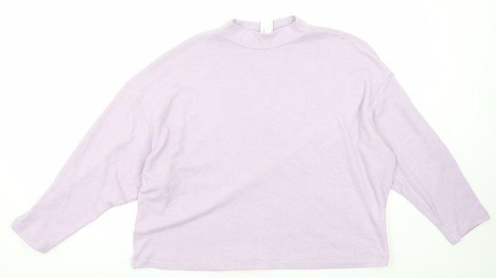 H&M Womens Purple Mock Neck Viscose Pullover Jumper Size M