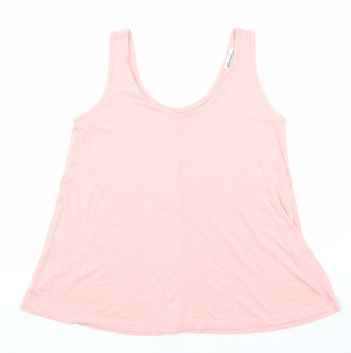 Emeliax Womens Pink Cotton Basic Tank Size M Scoop Neck