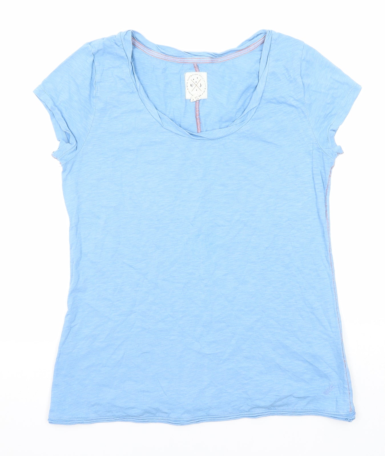 White Stuff Womens Blue Cotton Basic T-Shirt Size 12 Scoop Neck