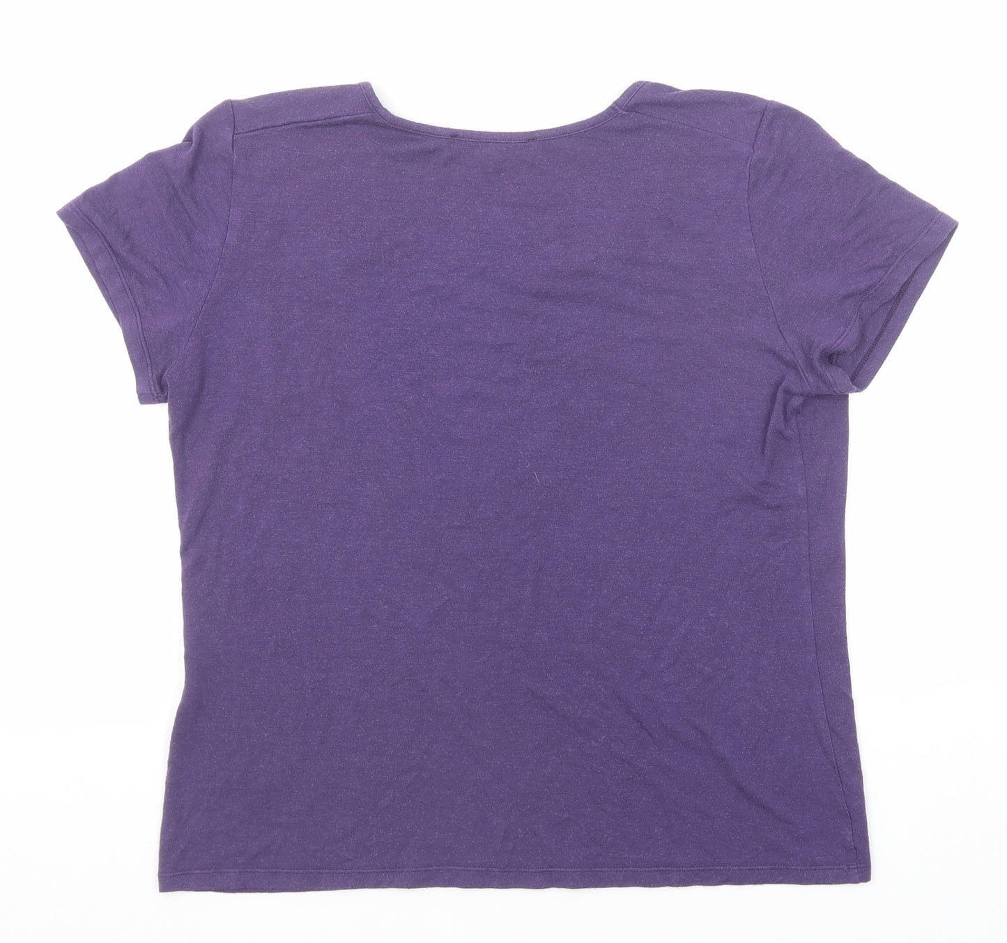 Antoine & Lili Womens Purple Viscose Basic T-Shirt Size 4 Round Neck