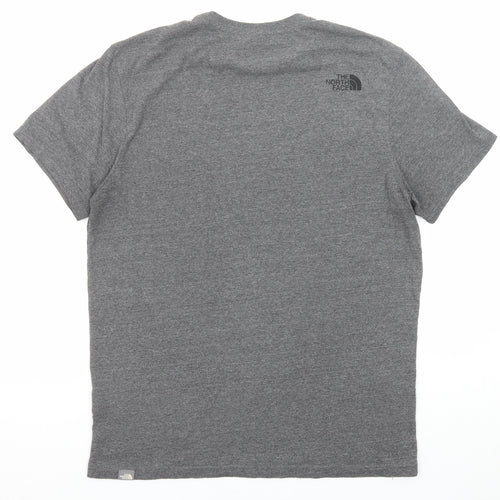 The North Face Mens Grey Cotton T-Shirt Size M Round Neck