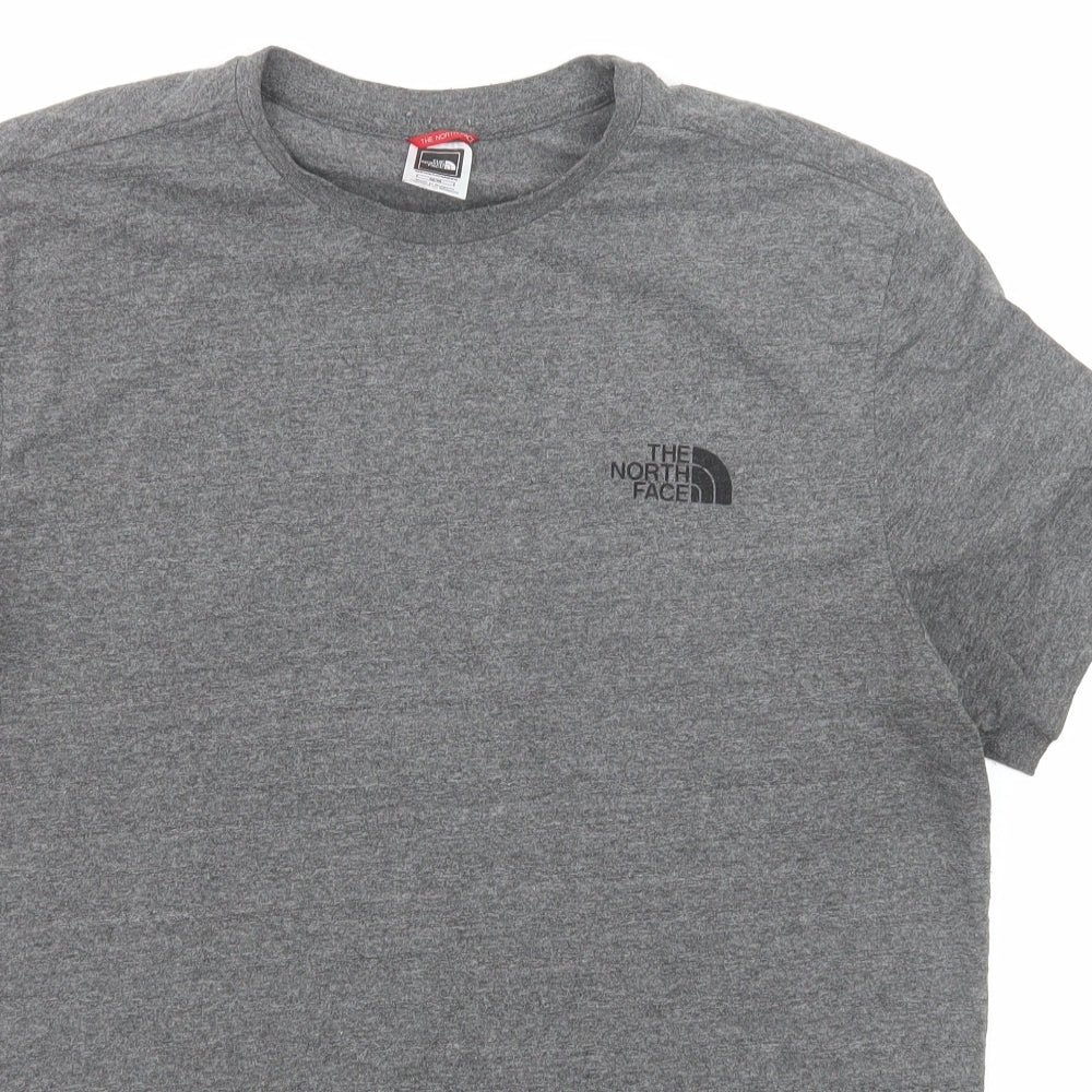The North Face Mens Grey Cotton T-Shirt Size M Round Neck