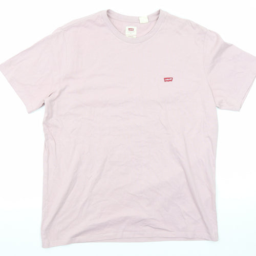 Levi's Mens Purple Cotton T-Shirt Size L Round Neck