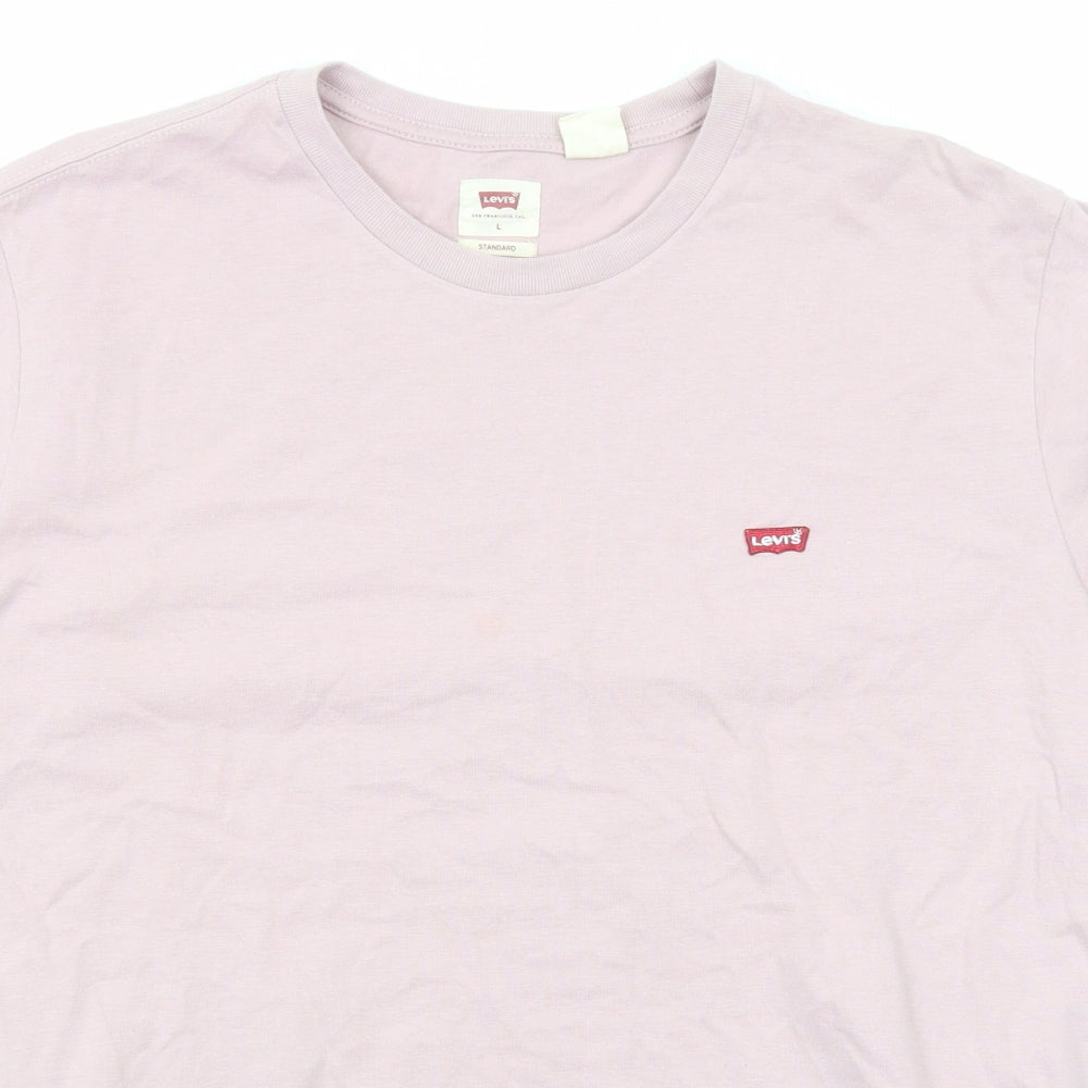 Levi's Mens Purple Cotton T-Shirt Size L Round Neck