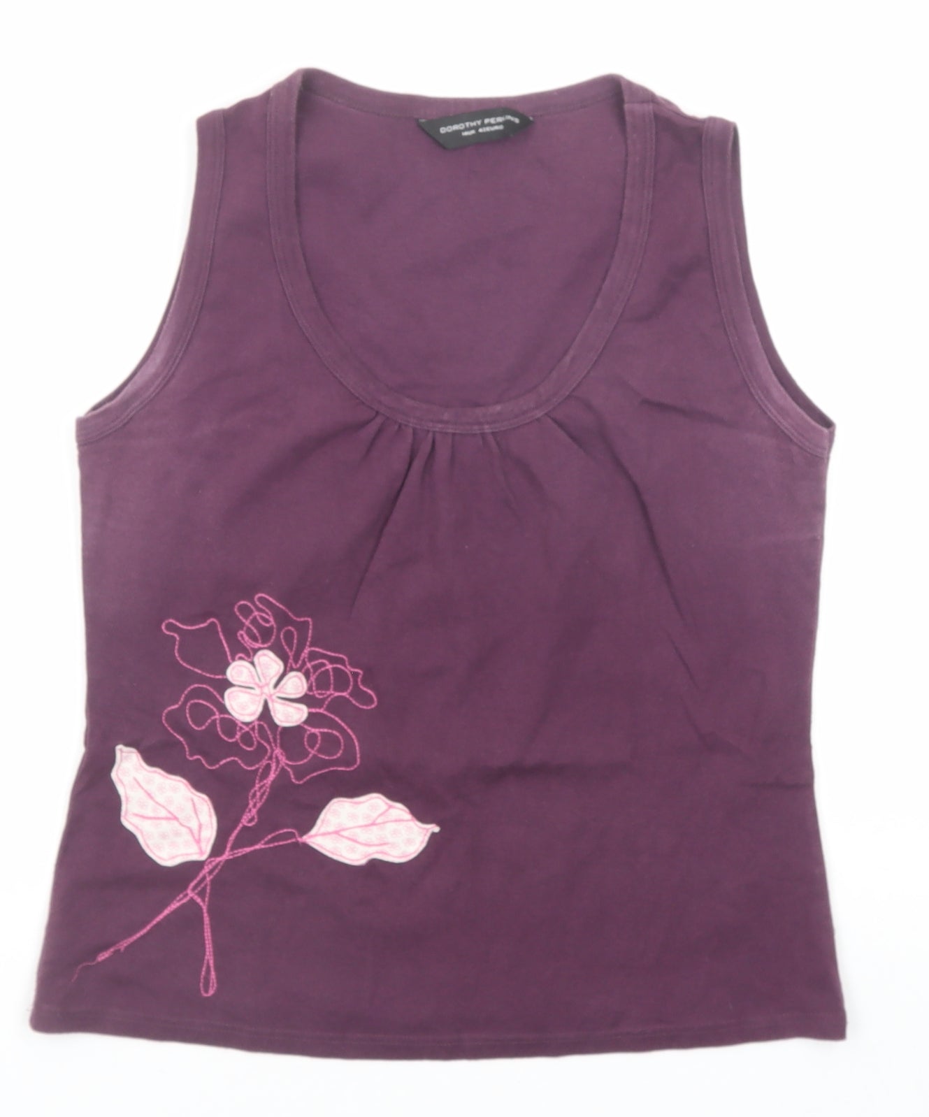 Dorothy Perkins Womens Purple Cotton Basic Tank Size 14 Scoop Neck