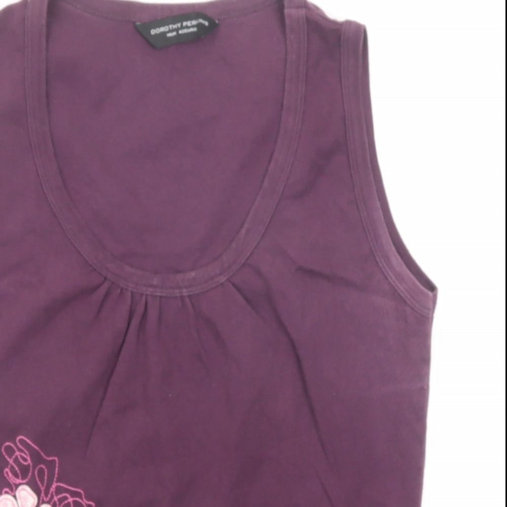 Dorothy Perkins Womens Purple Cotton Basic Tank Size 14 Scoop Neck