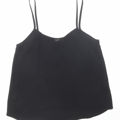 Topshop Womens Black Polyester Basic Tank Size 8 V-Neck