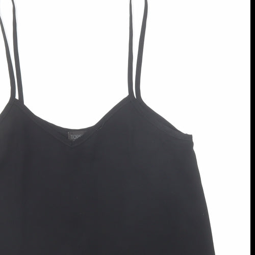 Topshop Womens Black Polyester Basic Tank Size 8 V-Neck