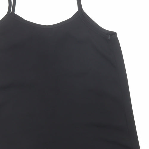Topshop Womens Black Polyester Basic Tank Size 8 V-Neck