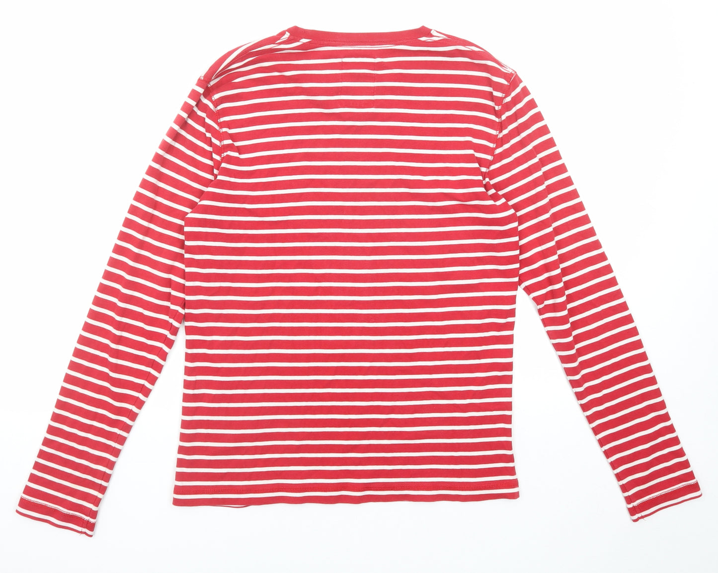Cottonfield Womens Red Striped Cotton Basic T-Shirt Size M Round Neck
