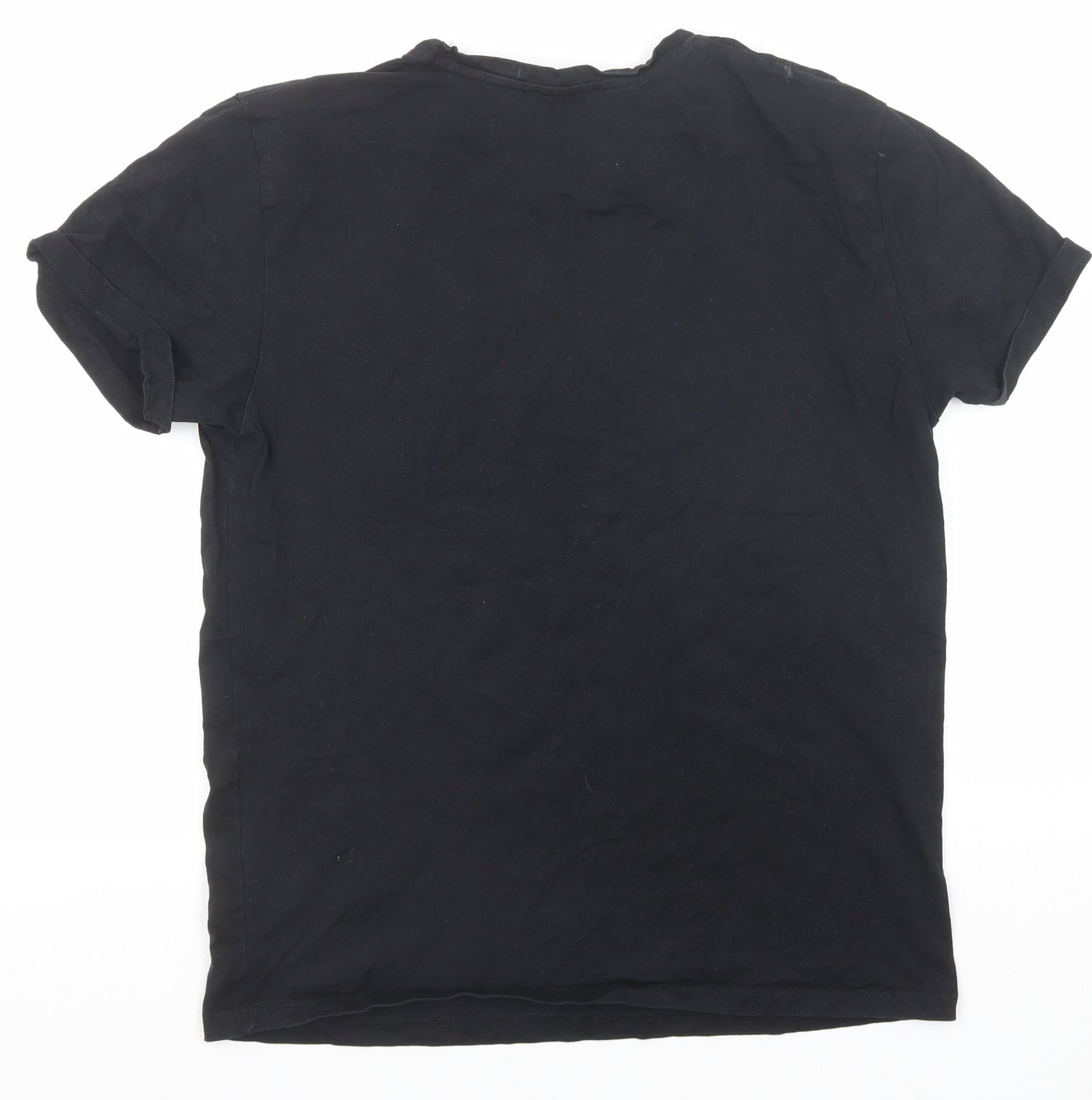 Maison Kitsuné Mens Black Cotton T-Shirt Size L Round Neck