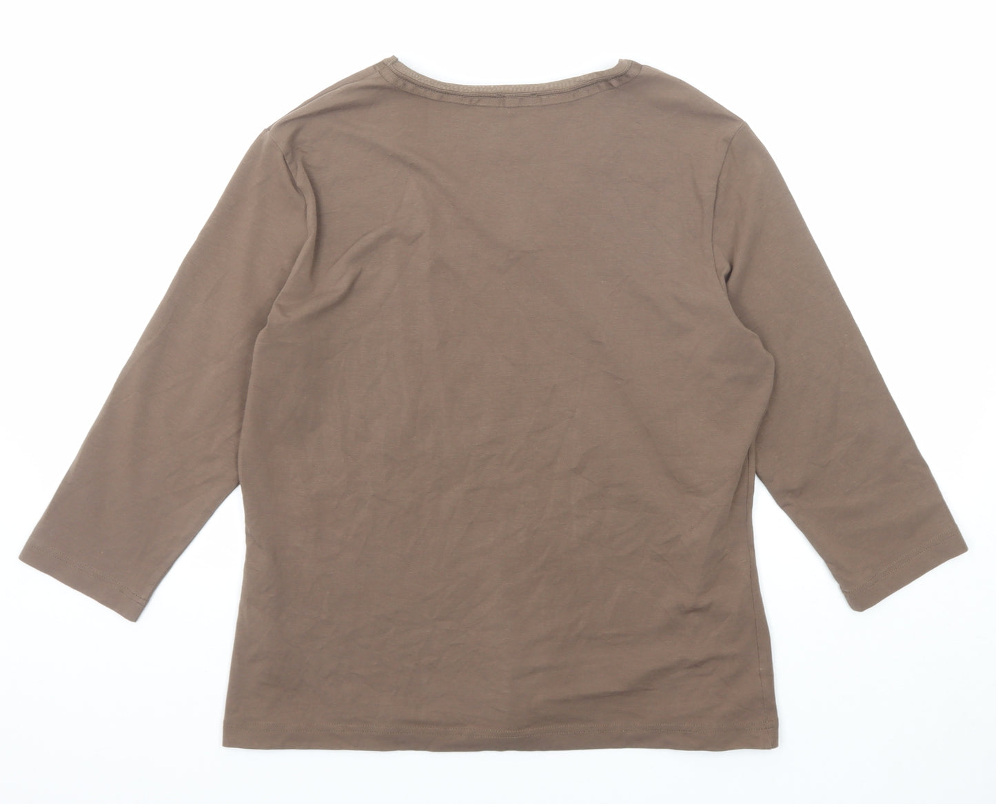 Gerry Weber Womens Brown Polyester Basic T-Shirt Size 16 V-Neck