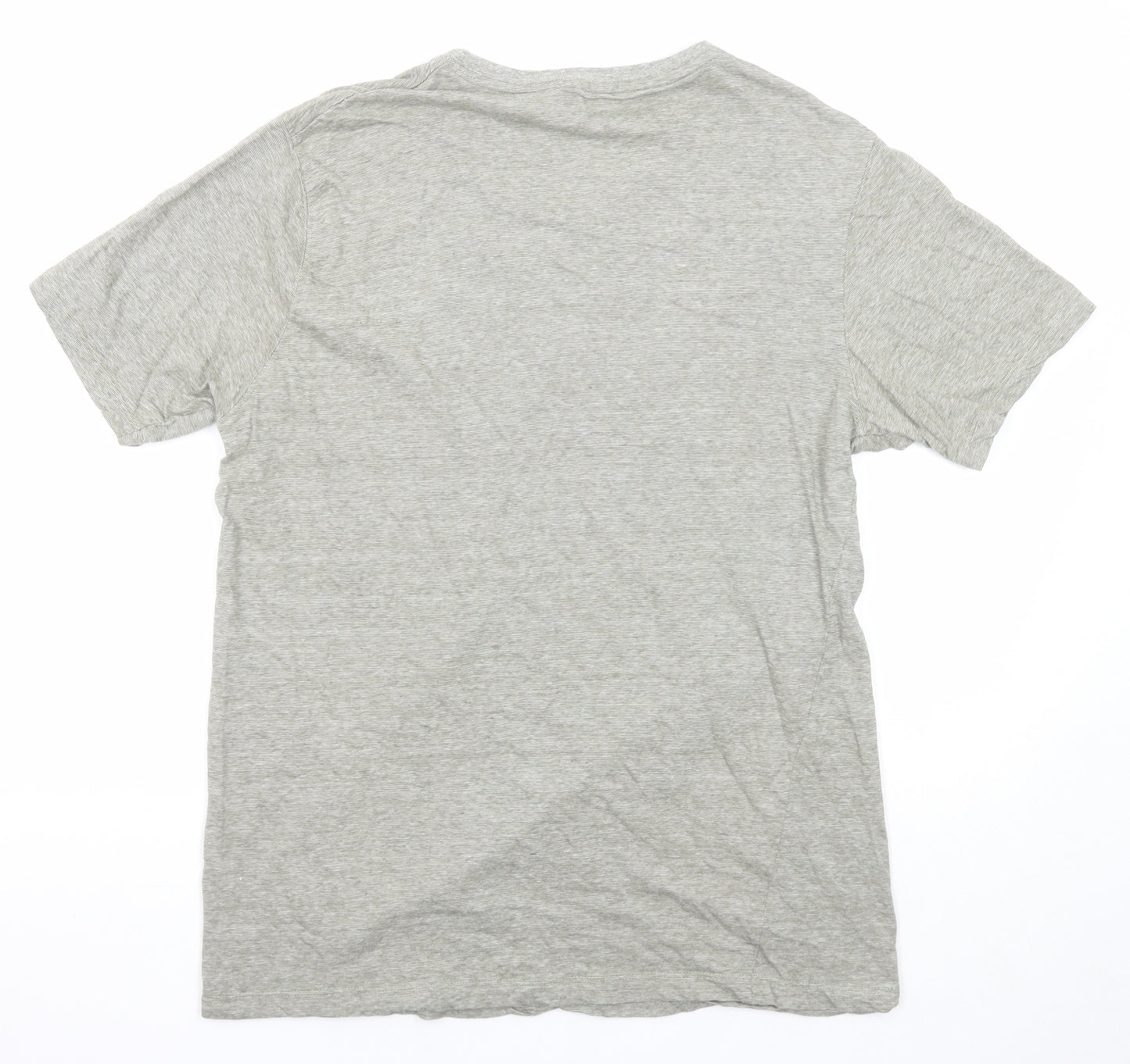 Vintage Polo Club Mens Grey Geometric Cotton T-Shirt Size L Round Neck