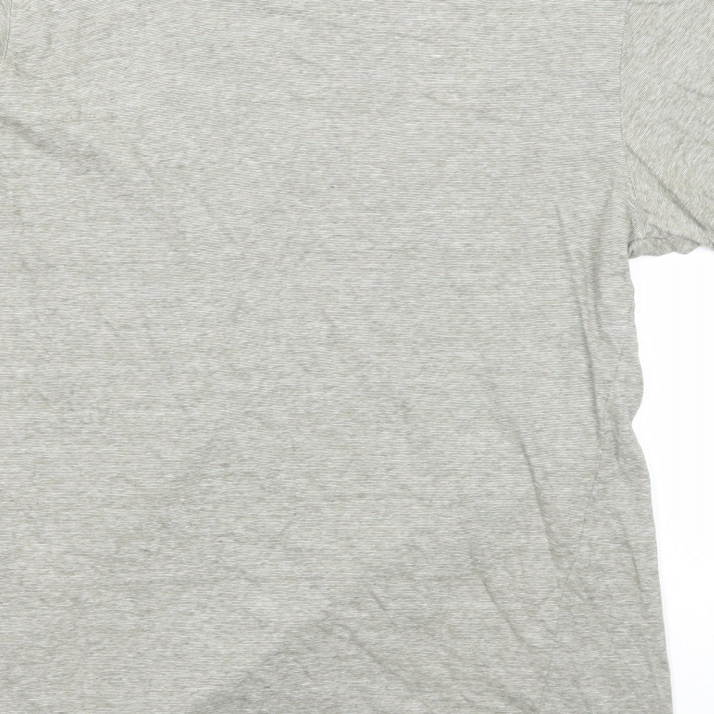 Vintage Polo Club Mens Grey Geometric Cotton T-Shirt Size L Round Neck