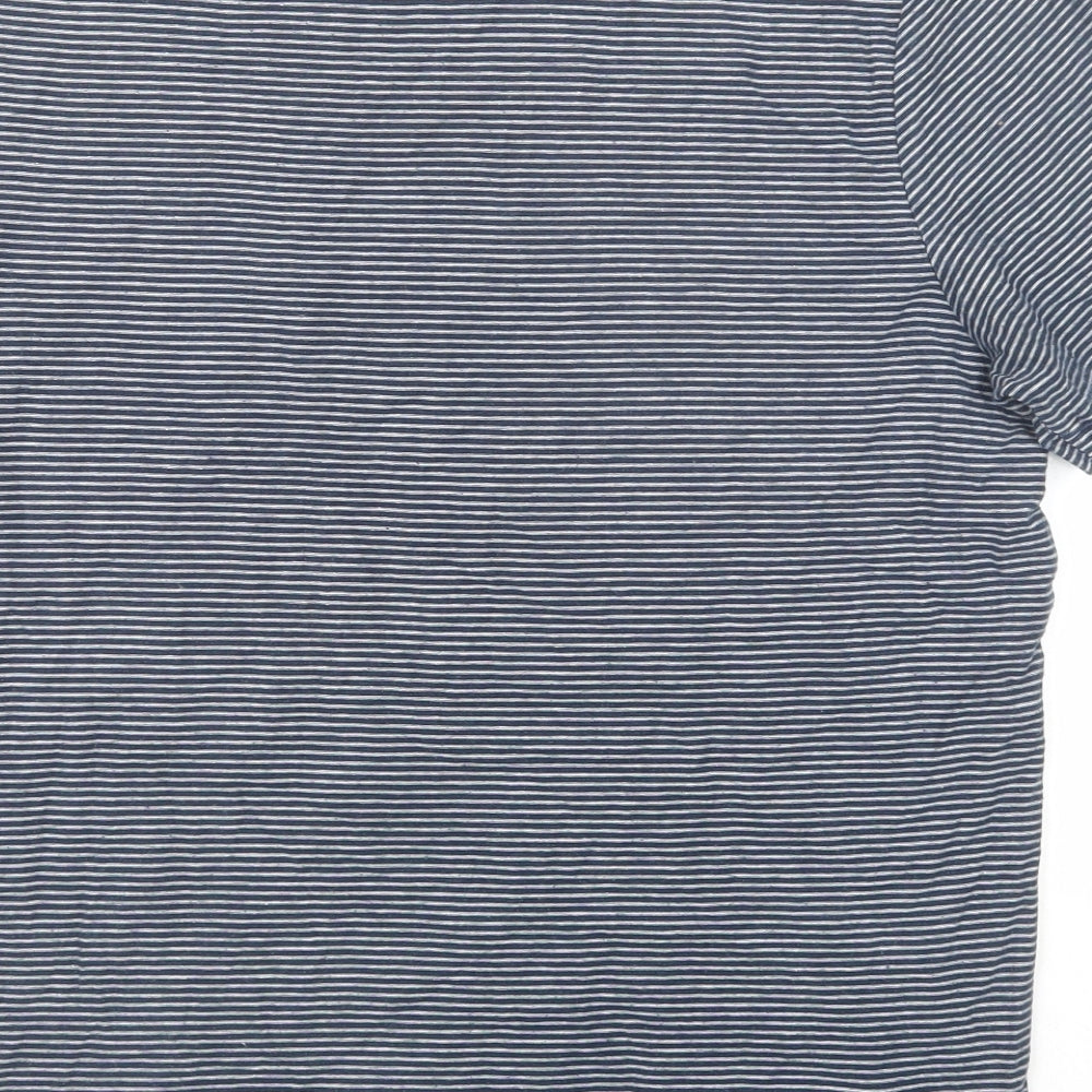 Farah Mens Blue Striped Cotton T-Shirt Size M Round Neck