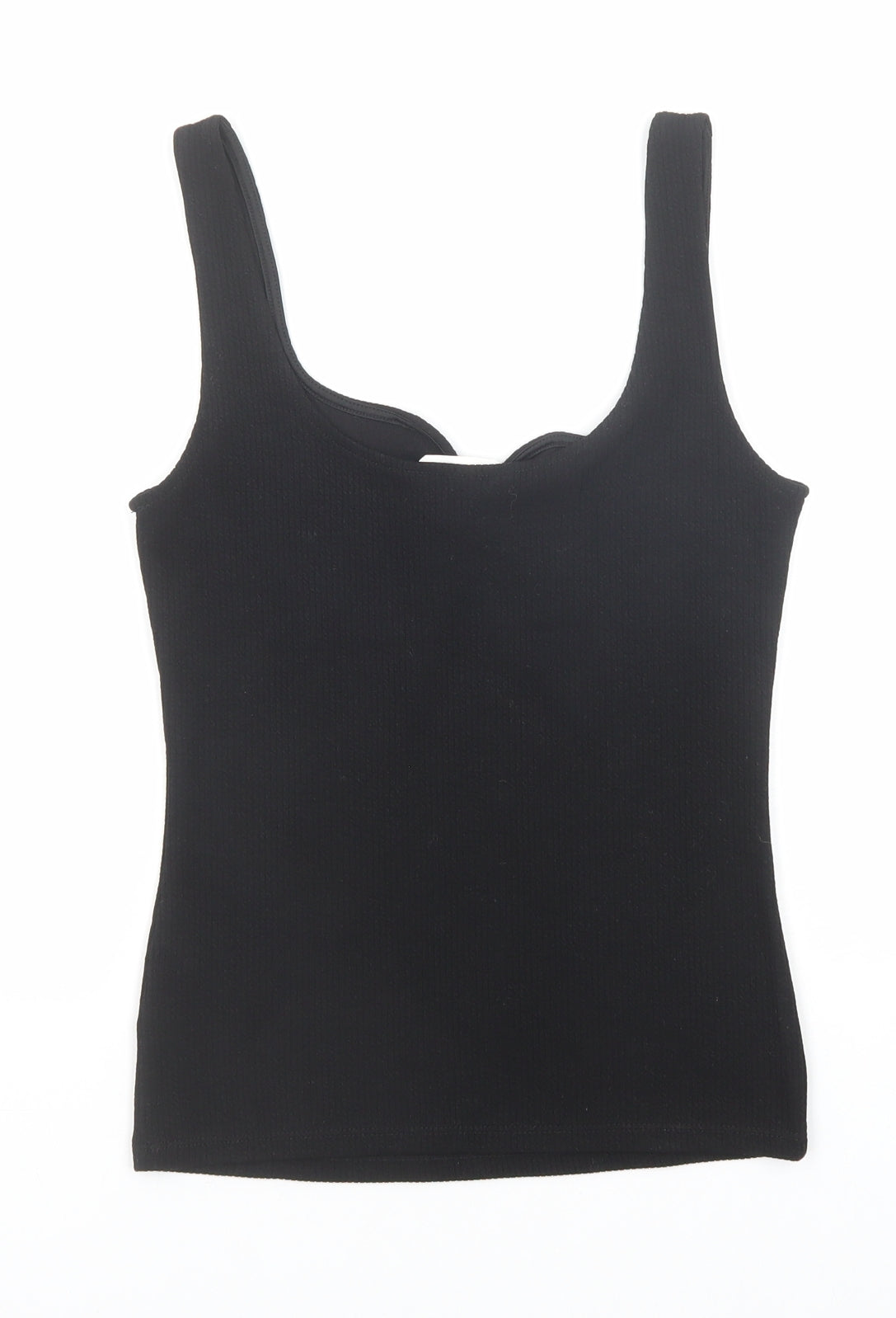 H&M Womens Black Polyester Basic Tank Size S Square Neck