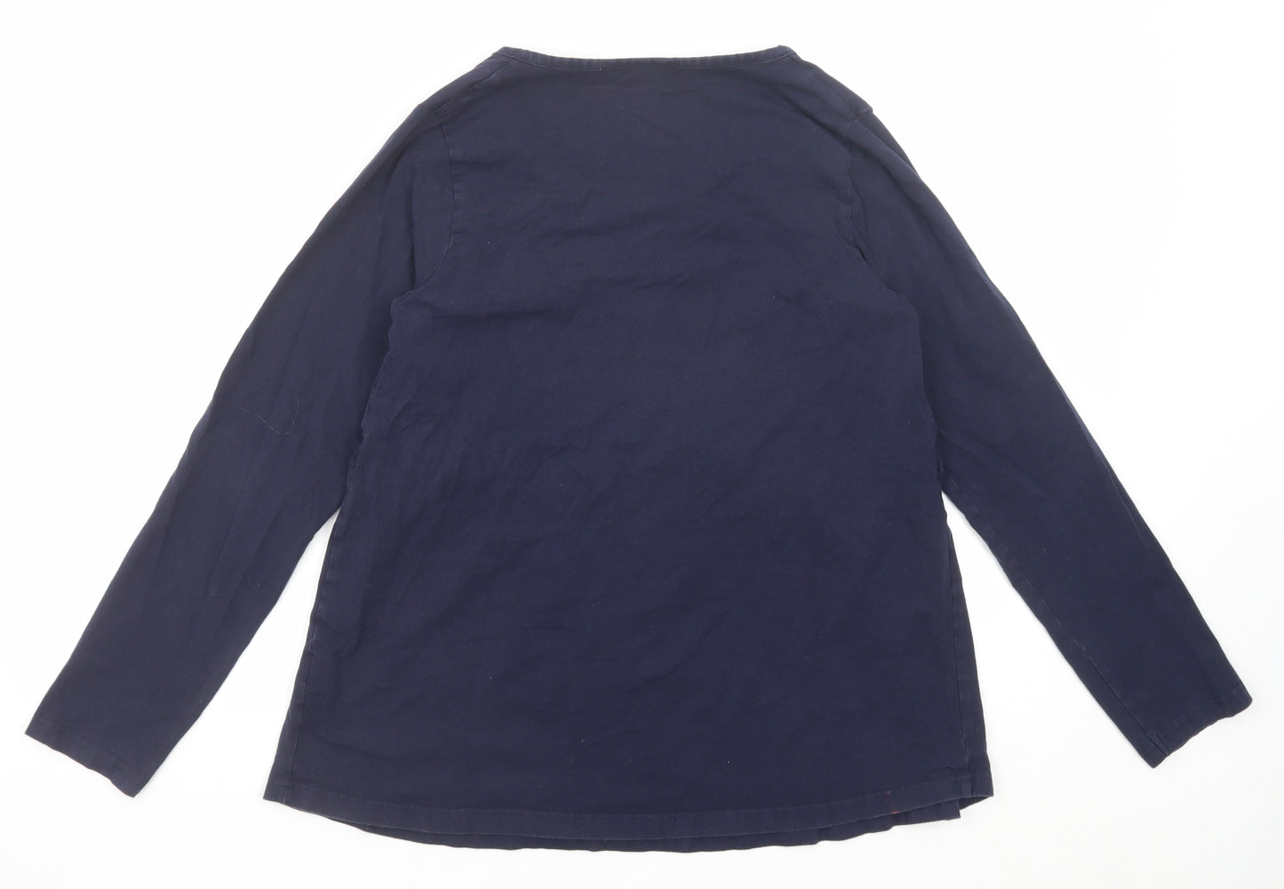 JoJo Maman Bébé Womens Blue Cotton Basic T-Shirt Size M Boat Neck