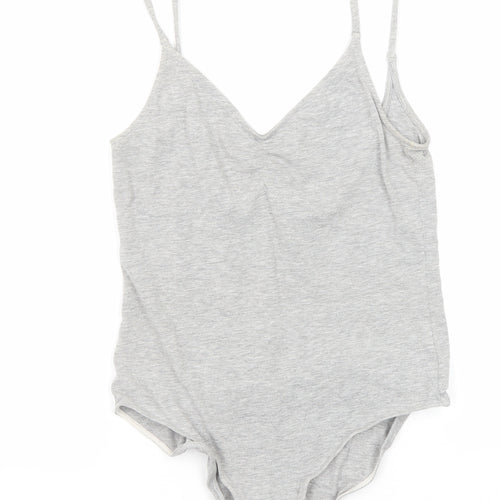 H&M Womens Grey Cotton Bodysuit One-Piece Size S Snap
