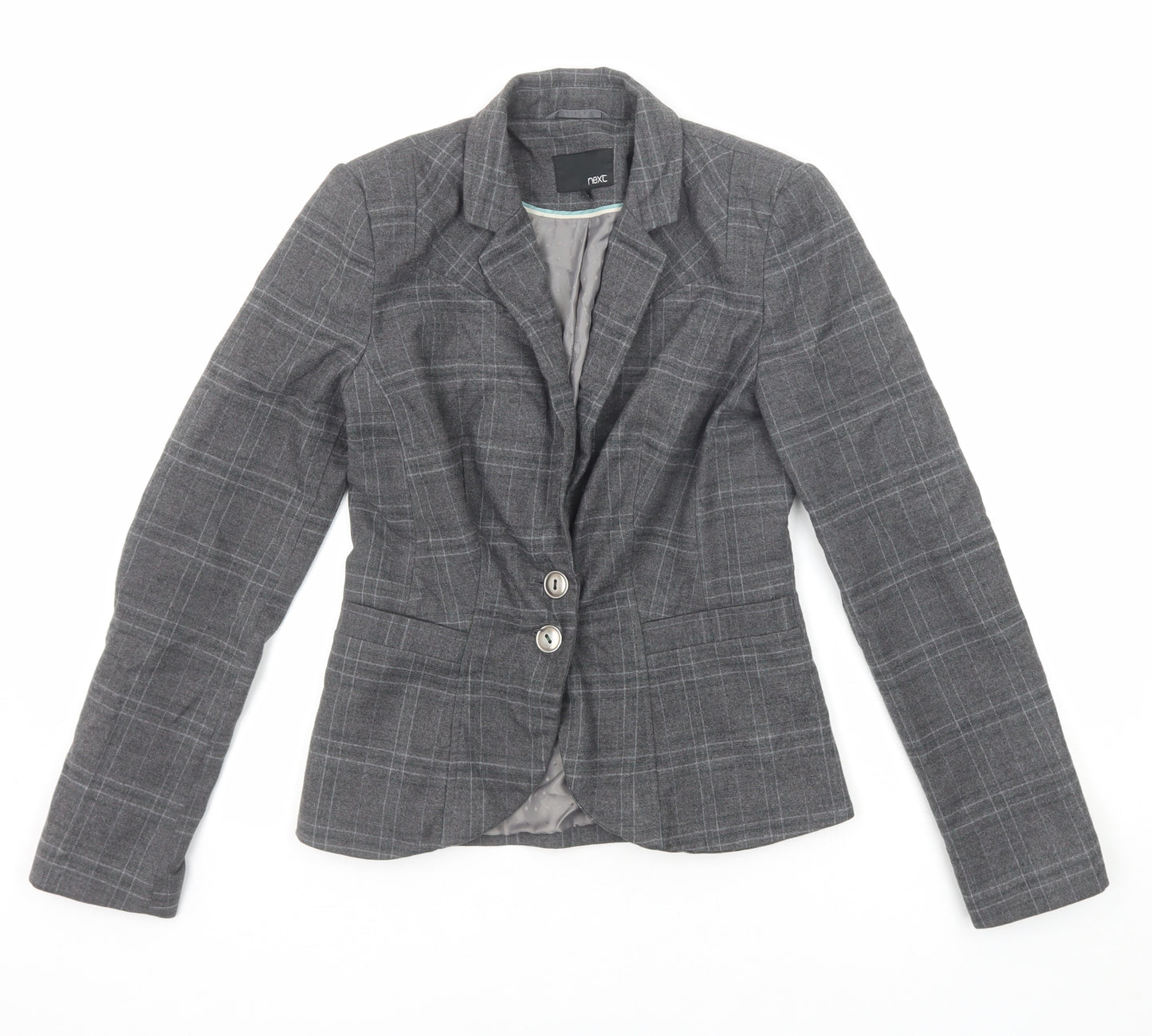 NEXT Womens Grey Plaid Polyester Jacket Blazer Size 6