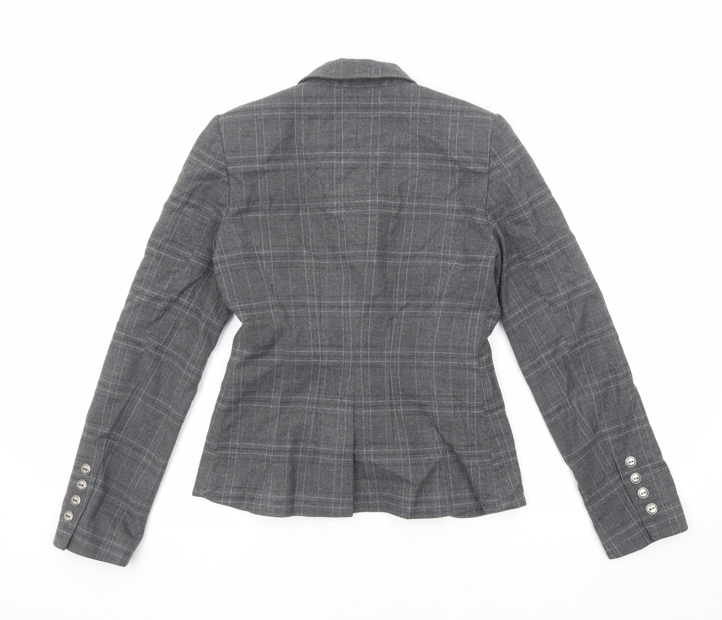 NEXT Womens Grey Plaid Polyester Jacket Blazer Size 6