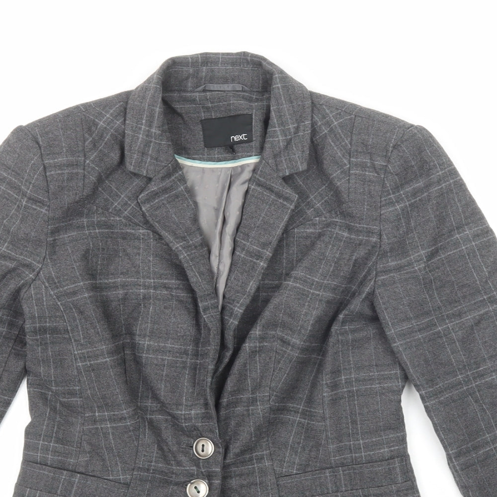 NEXT Womens Grey Plaid Polyester Jacket Blazer Size 6